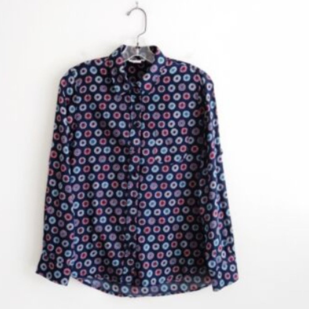 Artisan NY Blue Medallion Print Long Sleeve Button Down Shirt size XL